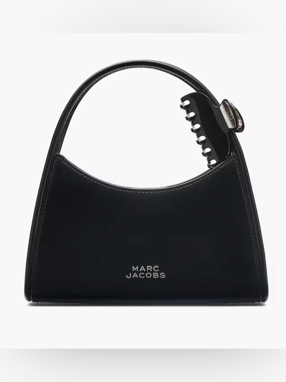 Marc Jacobs Black Patent Glam Bag with Sculpted Handle